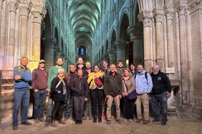 Guild travel participants in a Normandy cathedral